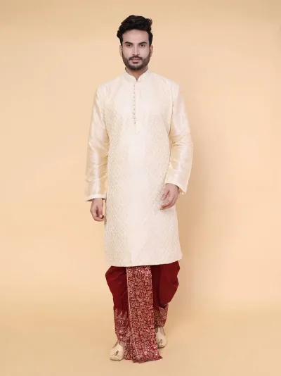 Men's Gold Silk Kurta